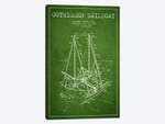 Outrigger Sailboat Green Patent Blueprint