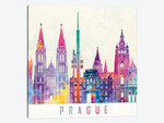 Prague Landmarks Watercolor Poster