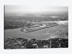 1950s Aerial Across Flushing Bay La Guardia Airport College Point Queens Manhattan Skyline In Distance Looking West