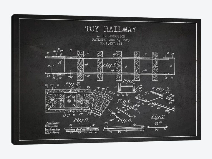 A.R. Fergusson Toy Railway Patent Sketch (Charcoal)