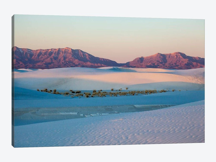 New Mexico. White Sands National Monument landscape of sand dunes and mountains I