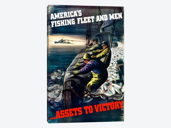 America's Fishing Fleet And Men … Assets To Victory Wartime Poster