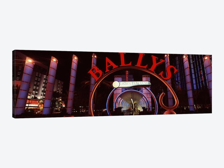 Neon sign of a hotel, Bally's Las Vegas, Monorail Station, The Strip, Las Vegas, Nevada, USA