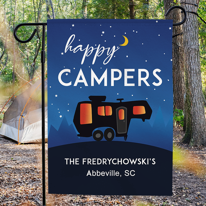 Personalized RV Camping Outdoor Flag - Happy Campers