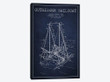 Outrigger Sailboat Navy Blue Patent Blueprint