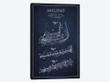 Sailboat 4 Navy Blue Patent Blueprint