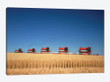 1970s Five Massey Ferguson Combines Harvesting Wheat Nebraska USA