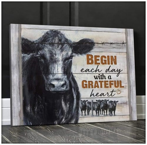Canvas Angus Cow Begin Each Day