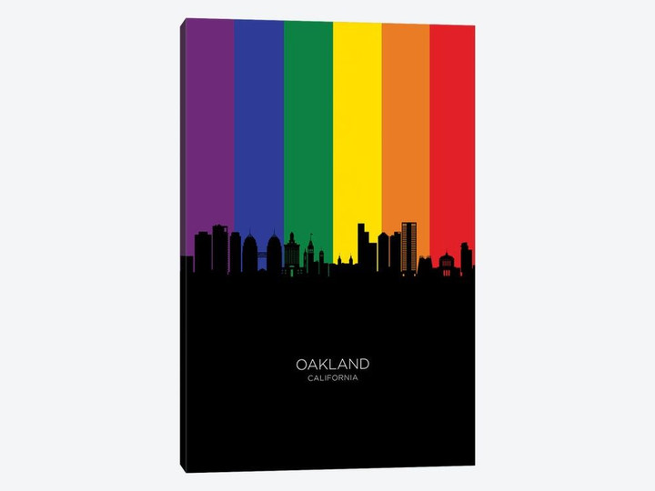 Oakland California Skyline Rainbow Flag