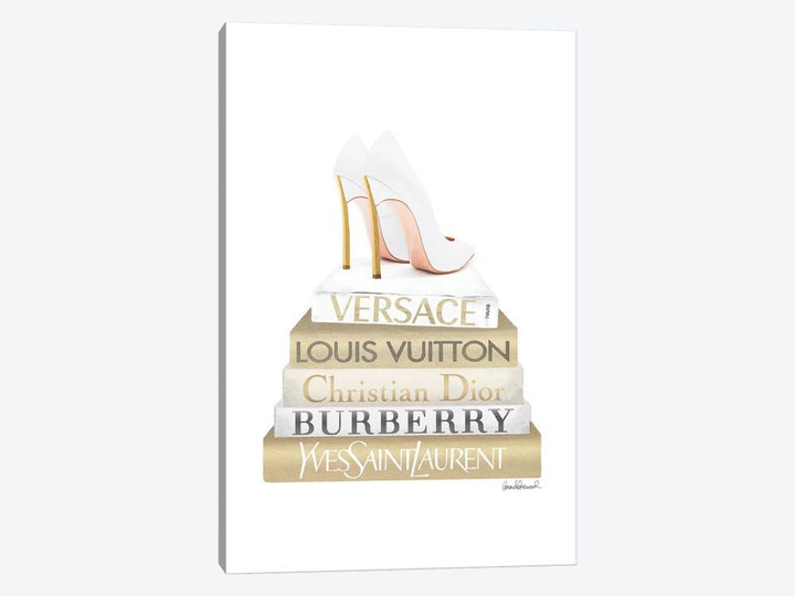 Gold Bookstack With White Heel