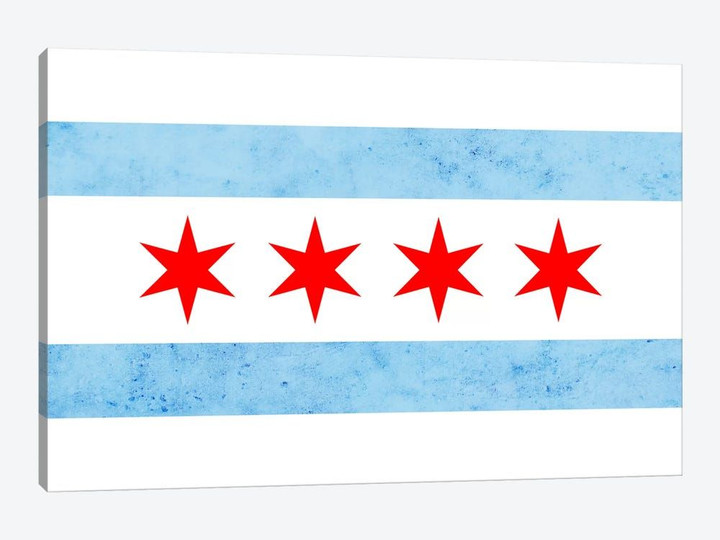 Chicago City Flag (Partial Grunge)