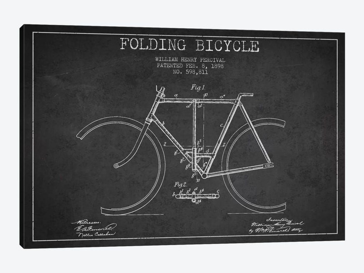 Bike Charcoal Patent Blueprint
