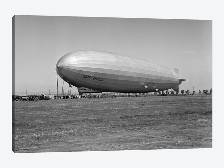 1920s German Rigid Airship Graf Zeppelin D-LZ-127 Moored Being Serviced By Small Crew October 10 1928 Lakehurst New Jersey USA