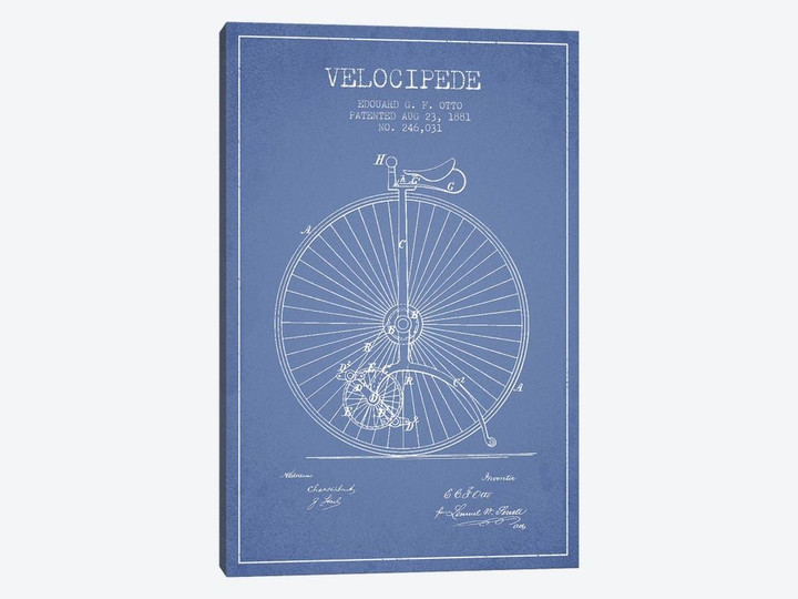 Edouard G.F. Otto Velocipede Patent Sketch (Light Blue) II