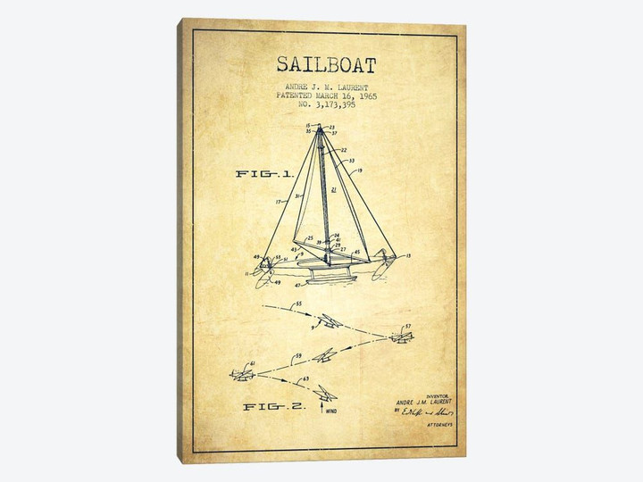 Double Ended Sailboat Vintage Patent Blueprint