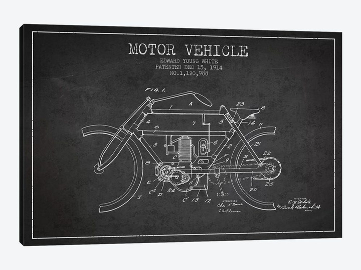 Edward Y. White Motor Vehicle Patent Sketch (Charcoal)