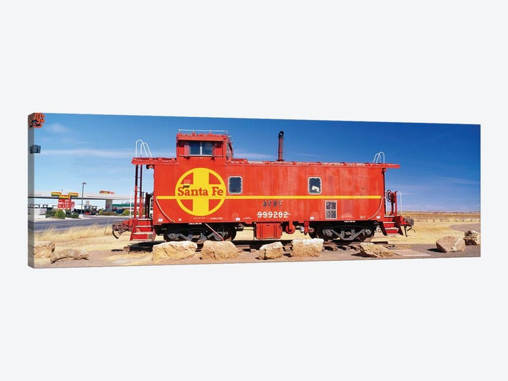 Red Atchison-Topeka-Santa Fe Railway (ATSF) Caboose, Visitors Center Display, Winslow, Navajo County, Arizona, USA