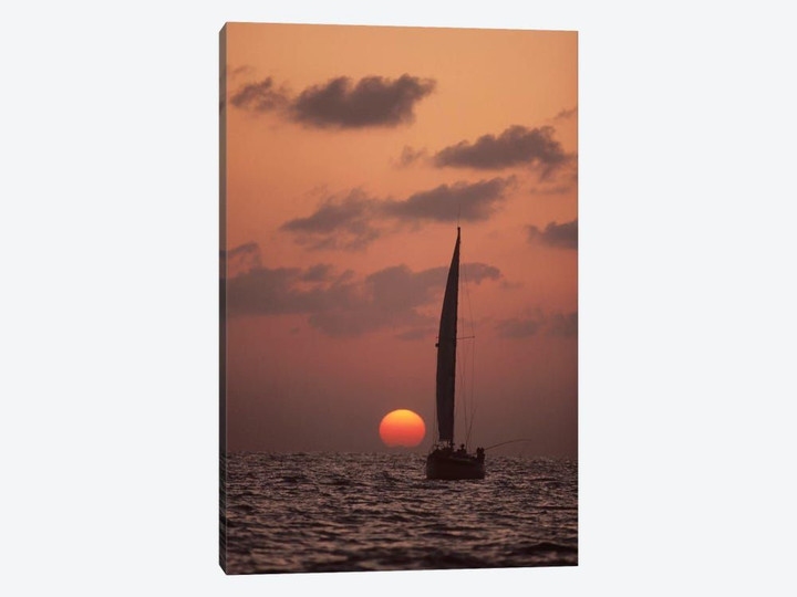 Sailboat Adrift At Sunset, Sri Lanka