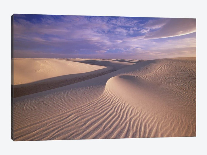 Sand Dunes Of Fine Gypsum Particles Textured By Wind, White Sands National Monument, New Mexico
