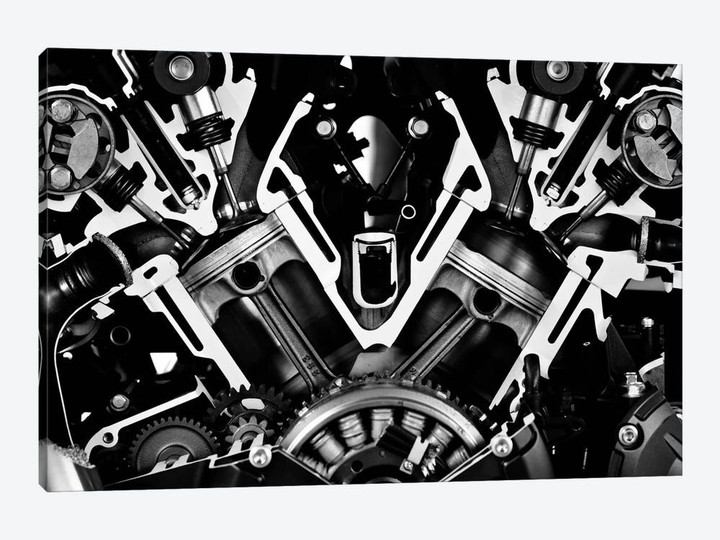 Car Engine Front Grayscale