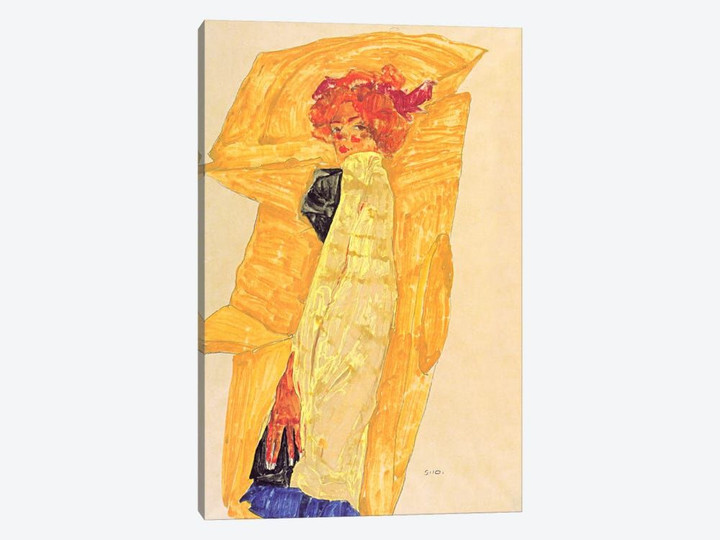 Gerti Schiele Against Ocher-Coloured Drapery