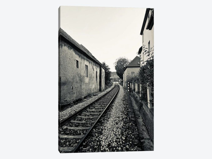 Train Tracks In Black And White