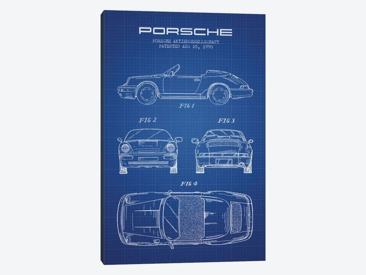 Porsche Corporation Porsche Patent Sketch (Blue Grid)