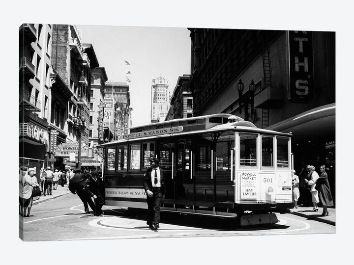 1950s Cable Car Turning Around At End Of Line San Francisco California USA