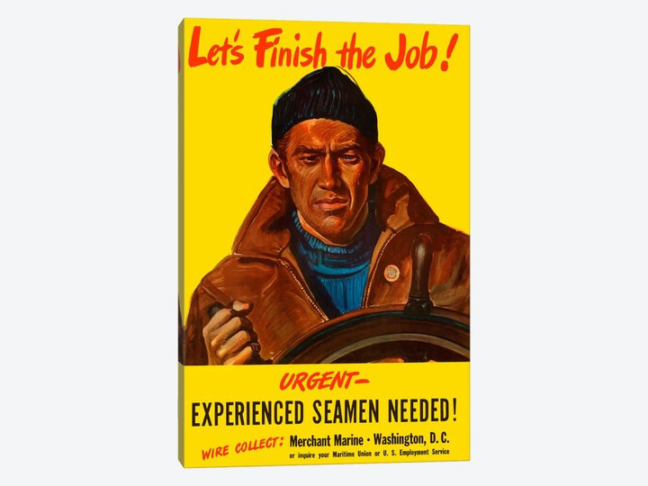 Experienced Seamen Needed! Vintage Wartime Poster