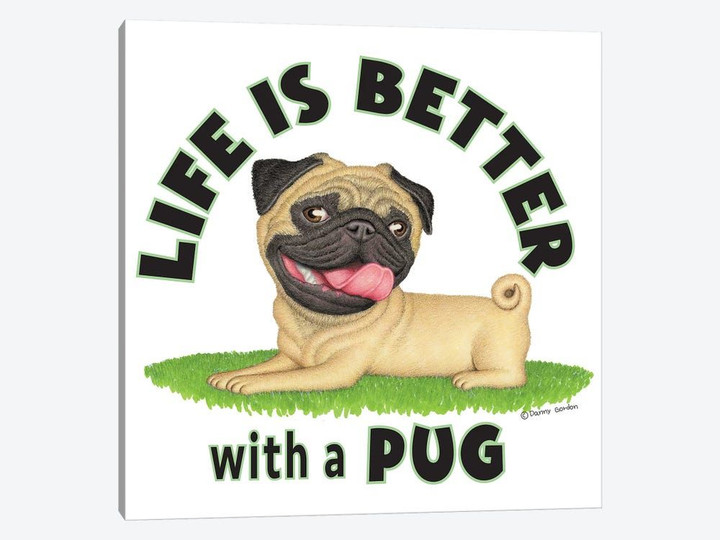 Pug on Grass Life is Better