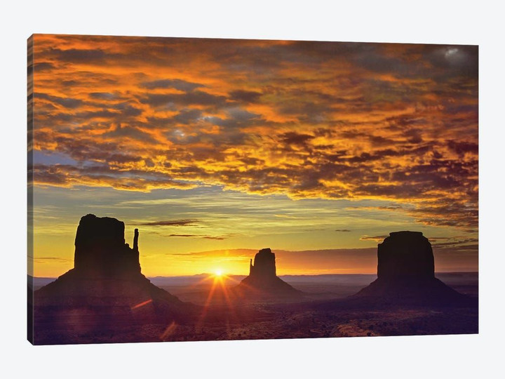 The Mittens And Merrick Butte At Sunrise, Monument Valley, Arizona