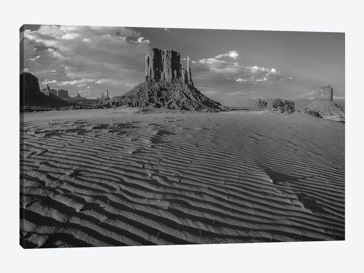 Sand dunes and the Mittens, Monument Valley Navajo Tribal Park, Arizona