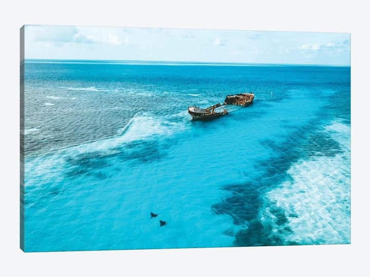 Tropical Island Shipwreck & Eagle Rays