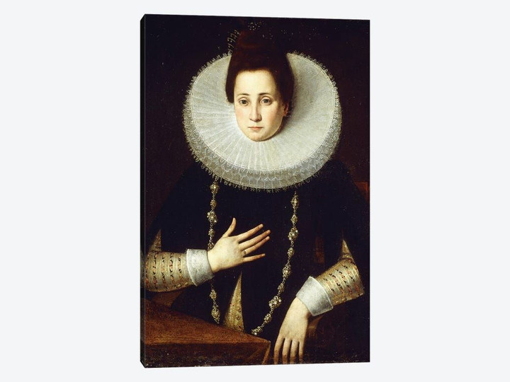 Portrait Of A Lady, Seated, Wearing A Black Costume With White Ruff