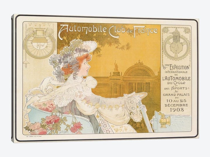 Poster advertising the sixth exhibition of the Automobile Club de France, printed by J. Barreau, Paris, 1903