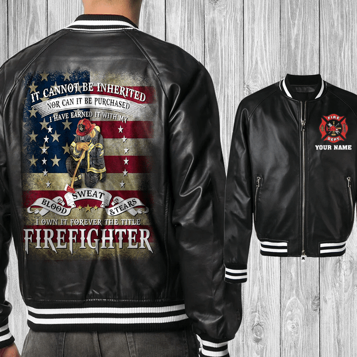 Firefighter Black Bomber Leather Jacket