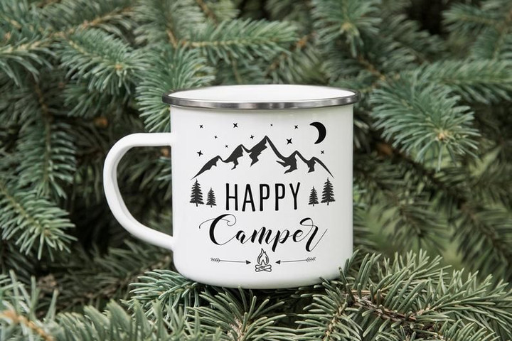Personalised Camping Enamel Mug - Happy Camper