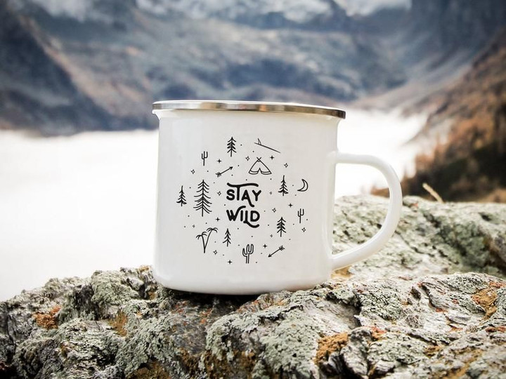 Stay Wild Wedding Mugs Mountain Wedding Camping Mug Enamel Mug Personalised Custom Wedding Gift Anniversary Gift