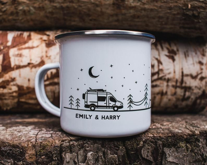 Couples Mug Personalised Outdoor Mug Van Life Gifts Enamel Coffee Mug RV Accessories Outdoorsy Couple Camp Mug