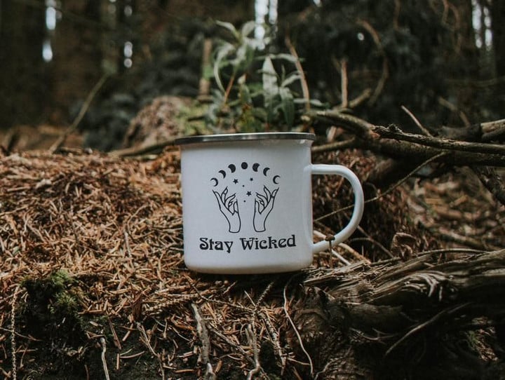 Halloween Mug Stay Wicked Witch Mug Enamel Custom Halloween Gift Mug Coffee Cup Camping Mug Personalised Fall Gift