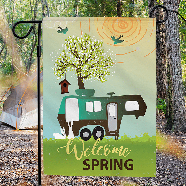 Camping Garden Flag - Welcome Spring - 7 RV Styles