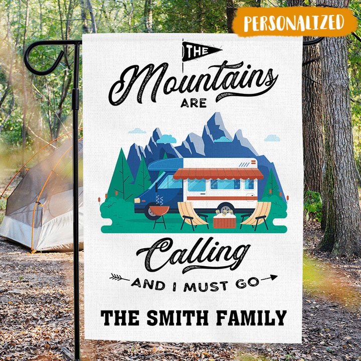 The Mountains Are Calling - Camping Flag