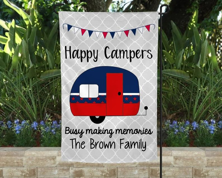 Patriotic Happy Campers Campsite Flag
