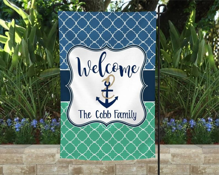 Personalized Anchor Yard Flag, Nautical House Sign