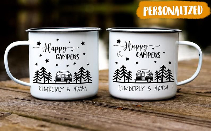 Personalize Happy Campers Mug, RV Camping, RV Gift