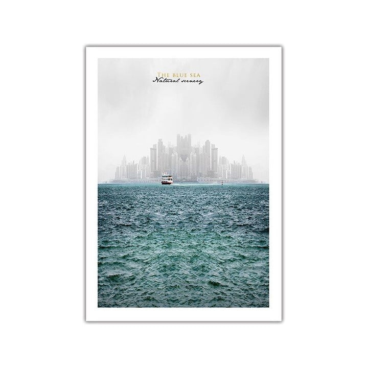 Ocean Sailing Car Landscape Art Poster Nordic Inspirational Quote Sea Print Wall Canvas Painting Picture Modern Home Decoration