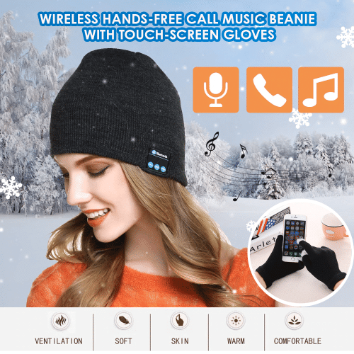 Wireless Hands-free Call Music Beanie with Touch-screen Gloves