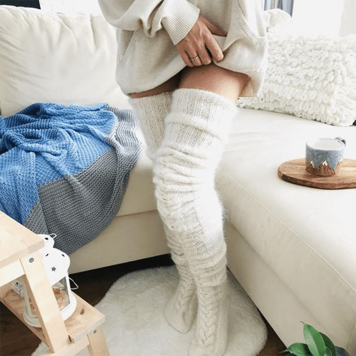 Handmade Comfy Knitted Thigh-High Socks