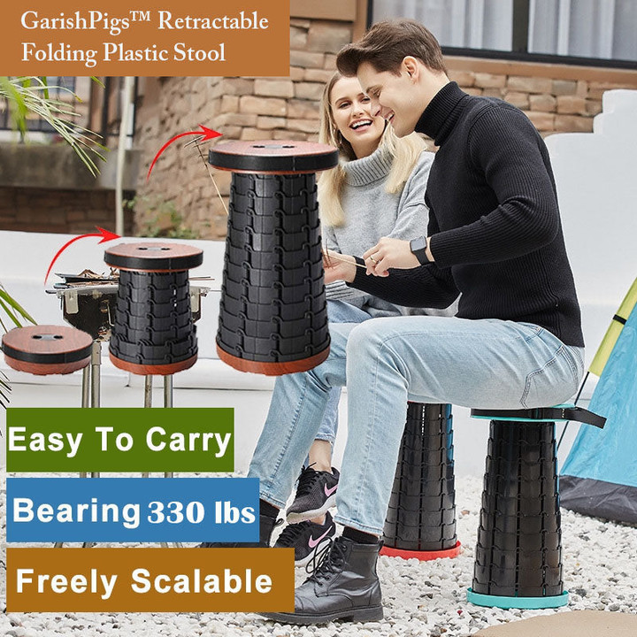 GarishPigs™ Upgraded Retractable Folding Stool