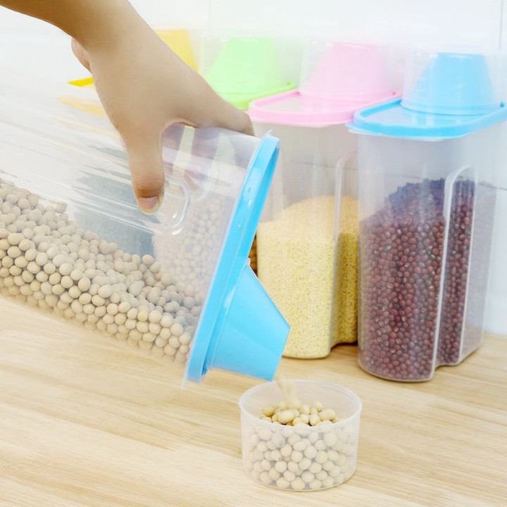 2Pcs Kitchen Storage Containers With Measuring Cup